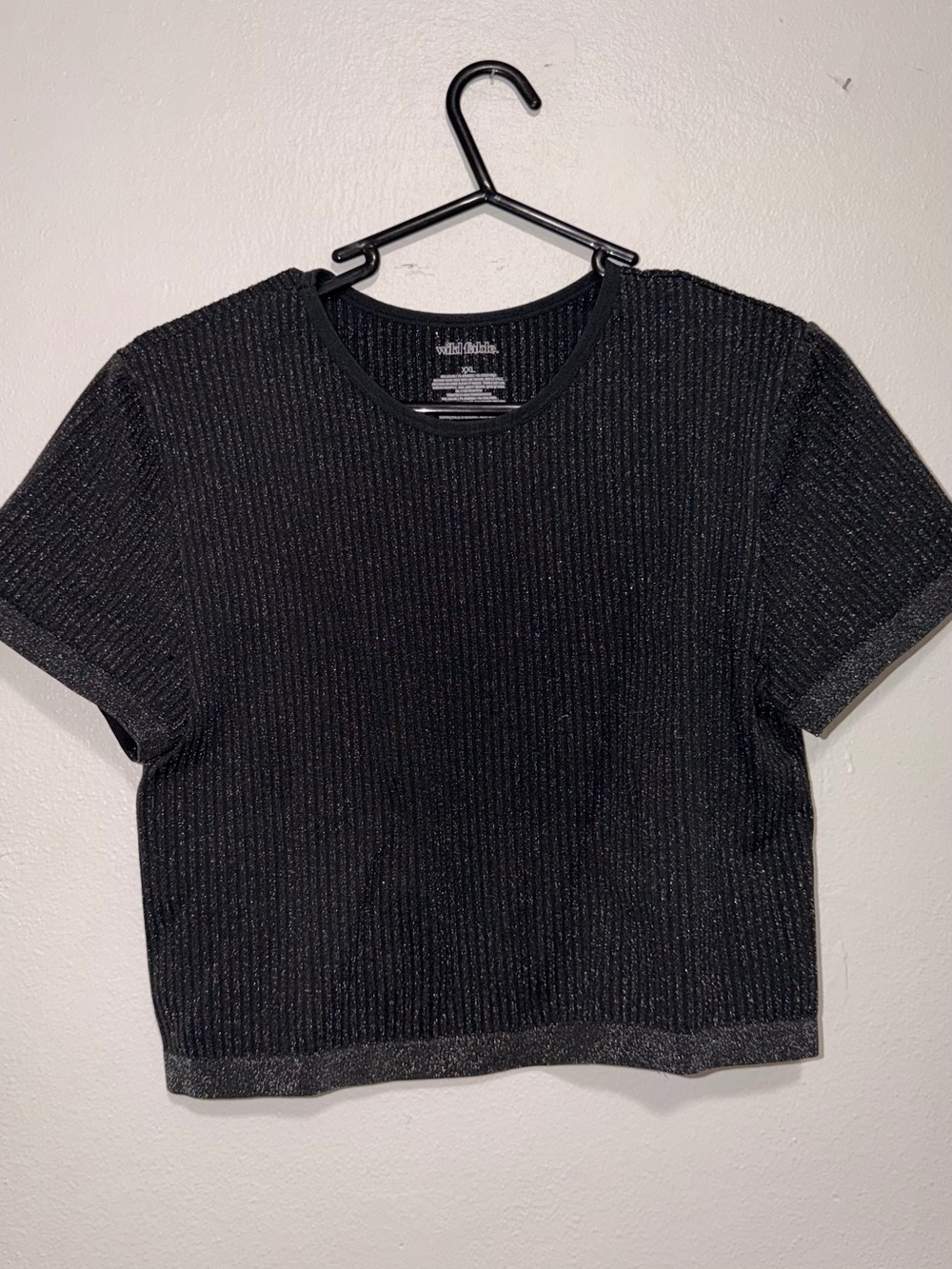 wild fable Black Sparkle Ribbed Crop Top